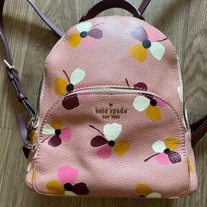 Kate Spade Leather Backpack – Pink Floral Print – Small Backpack Purse